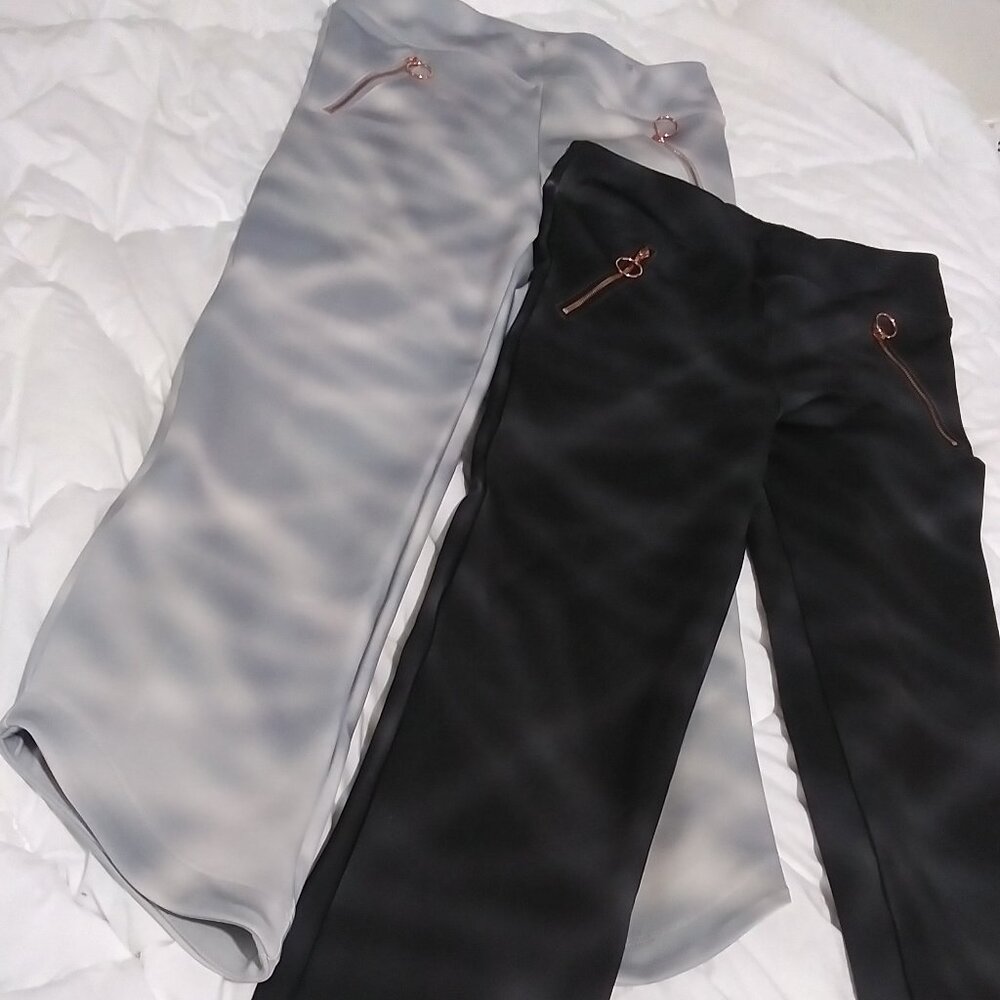 TWO PAIR! San Francisco City Lights Women's Morgan Printed Zip Pocket Pants sz L